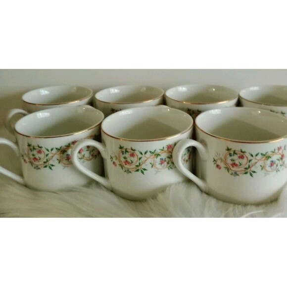 Farberware Set of 7 VTG Monaco ‘97 3111 Fine China Tea Coffee Cups Gold Trim GUC - Picture 2 of 6